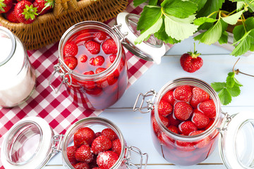 Wall Mural - Homemade preserves, prepare compote of strawberries.