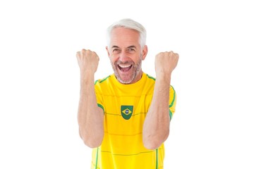 Poster - Cheering brazilian football fan in yellow