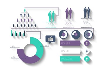 Poster - Digitally generated green and purple business infographic