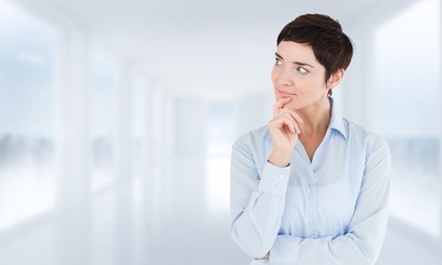 Poster - Composite image of thoughtful businesswoman