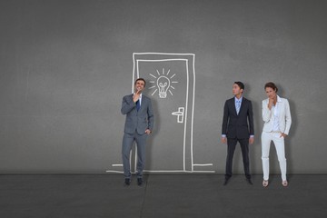 Poster - Composite image of business people standing