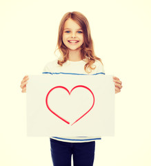 Poster - smiling little child holding picture of heart