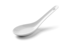 White Chinese Soup Spoon Isolated On White Background
