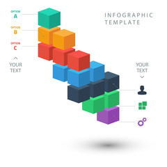 Aufkleber - Color cubes info graphic template on white background.