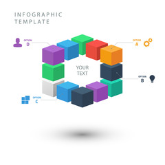 Aufkleber - Color cubes info graphic template on white background.