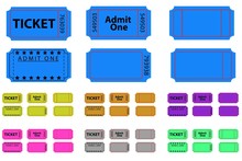 Various Tickets Set In Different Colours