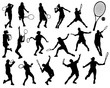 © Design Studio RM - Black silhouettes  of tennis player 3, vector