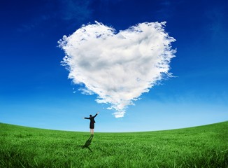 Aufkleber - Composite image of excited businesswoman cheering
