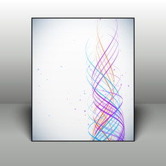 Poster - Abstract colorful waves background with dots in black frame on