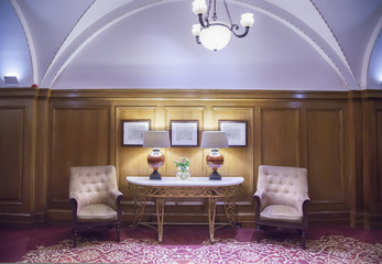 lobby room in classic hotel