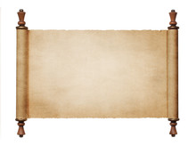 Vintage Blank Paper Scroll Isolated On White Background With Cop