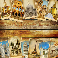 Fototapete - vintage collage - travel background with space for text
