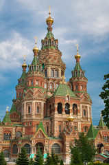 Fototapete - Sts Peter and Paul cathedral, Petergof, St Petersburg, Russia