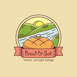 Bread and Salt Line Style Vector Badge or Logo Template