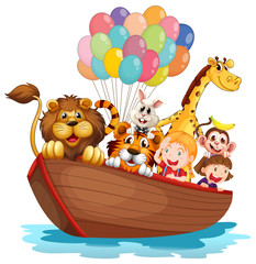 Sticker - A boat full of animals