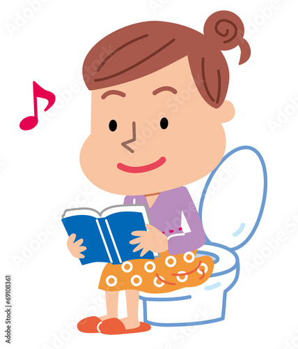 便通 便器 トイレ 読書 女性 Adobe Stock でこのストックイラストを