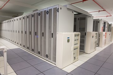 Poster - Empty hallway of server towers
