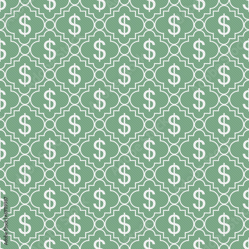 Fotografia, Obraz Green and White Dollar Sign Pattern Repeat Background
