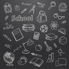 School doodle on a blackboard vector background