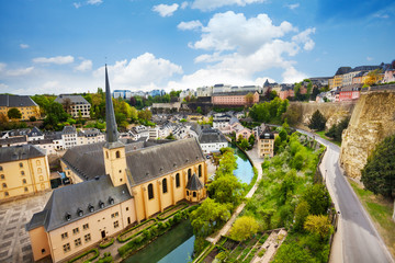 Wall Mural - Top view of Abbey de Neumunster in Luxembourg