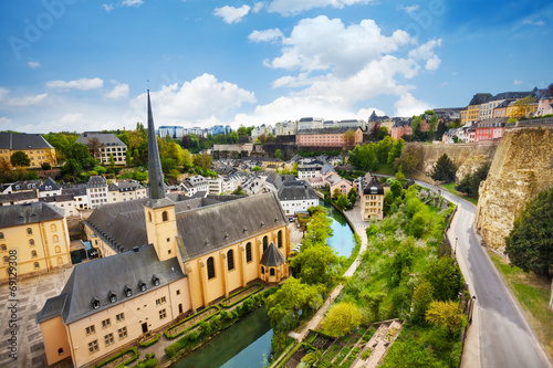 Top view of Abbey de Neumunster in Luxembourg плакат
