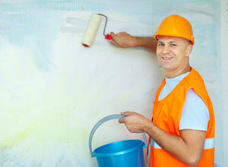 Wall Mural - house painters with paint roller