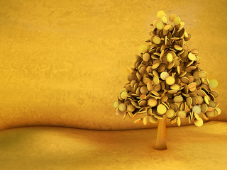 Golden christmas tree