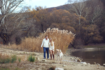 Canvas Print - Couple with dog