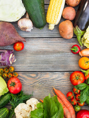 Wall Mural - Vegetables on wooden table