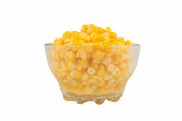 yellow corn in a glass bowl