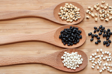 Wall Mural - Beans in a wooden spoons