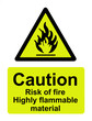 Caution risk of fire, highly flammable material