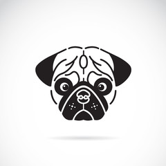 Vector image of pug's face on white background