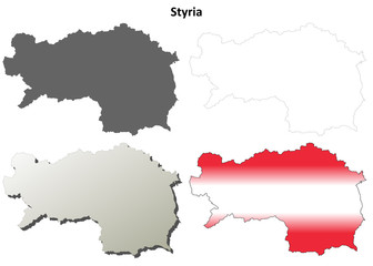  Styria blank detailed outline map set