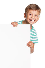 Wall Mural - Little boy with white blank