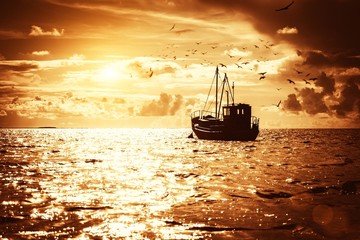 Fisherman's boat in a sea