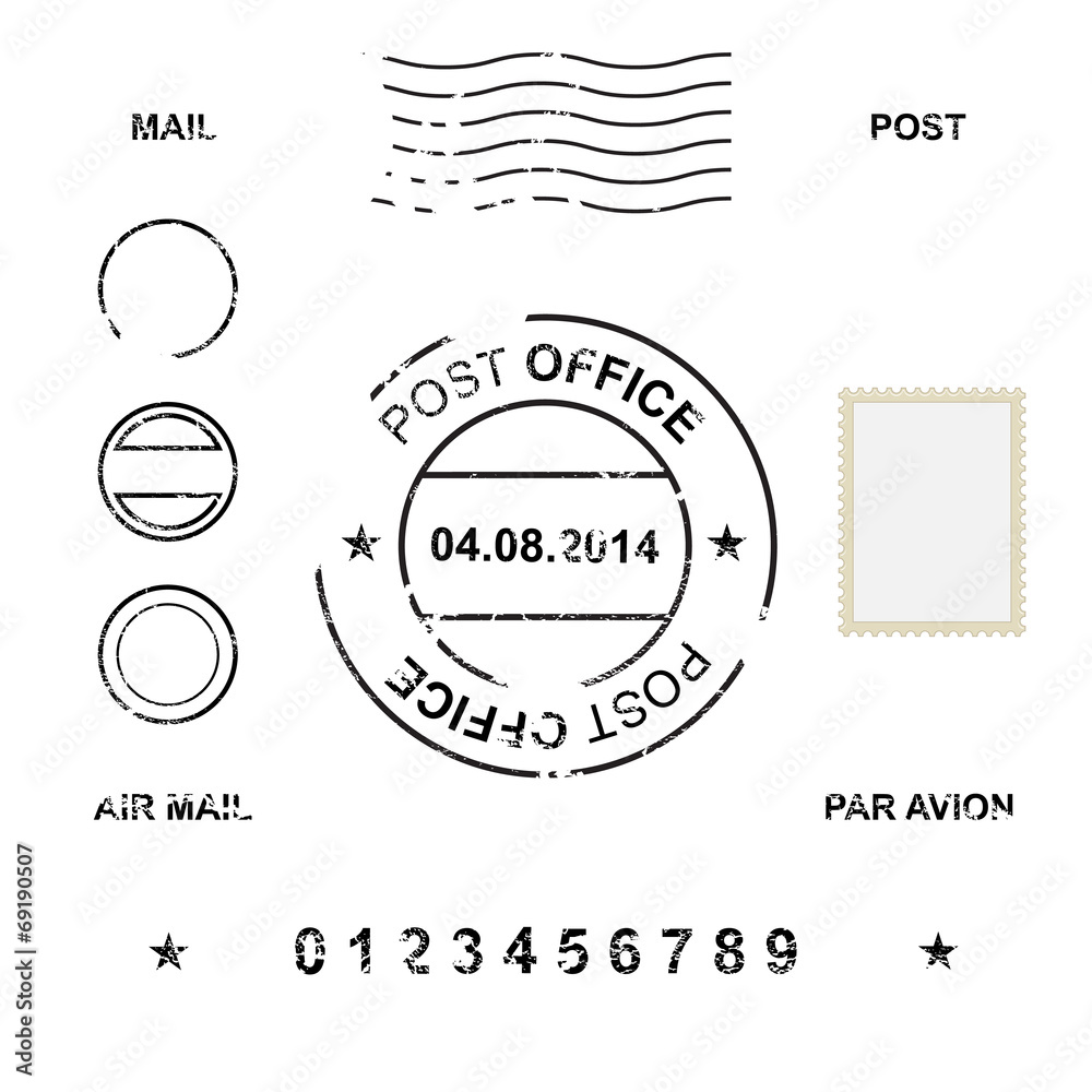 Set of post stamp symbols, vector illustration - obrazy, fototapety, plakaty 