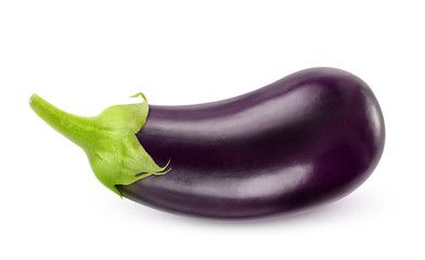 Isolated eggplant. One fresh eggplant over white background, with clipping path