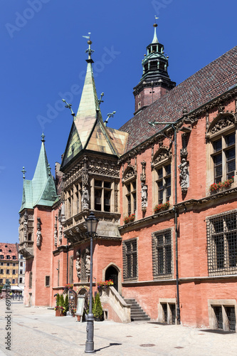 Nowoczesny obraz na płótnie Sights of Poland. Wroclaw Old Town with Gothic Town Hall.