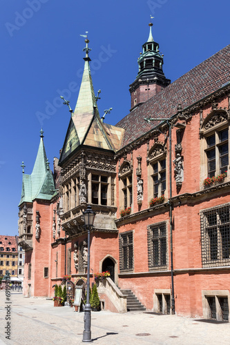 Obraz w ramie Sights of Poland. Wroclaw Old Town with Gothic Town Hall.