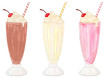 Milkshakes - chocolate, vanilla/banana and strawberry