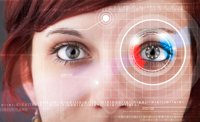 cyber woman with technolgy eye looking