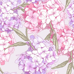 Wall Mural - Beautiful Pink Hydrangea Seamless Background