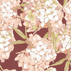 Wall Mural - Beautiful Pink Hydrangea Seamless Background