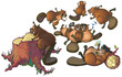 Cute Cartoon Beavers Party Vector Cartoon Clip Art