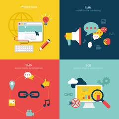 Flat vector illustration concept seo smo smm