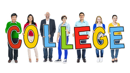 Poster - Diverse People Holding Text College