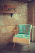 Armchair and old radio vintage retro style