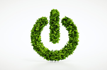 Wall Mural - ecology natural power on button home image with white background
