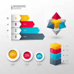 Wall Mural - Set of vector design elements for infographic or presentation